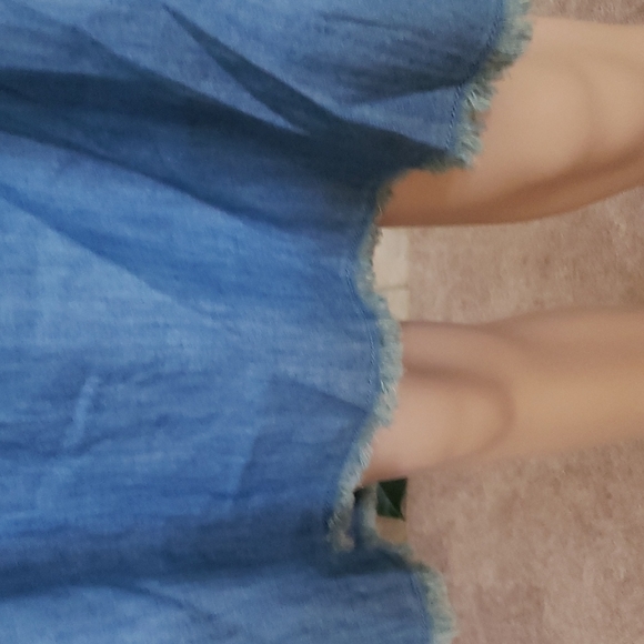 Mossimo m country chic super soft denim ruffle flounce neckline eyelash hems - Picture 9 of 9